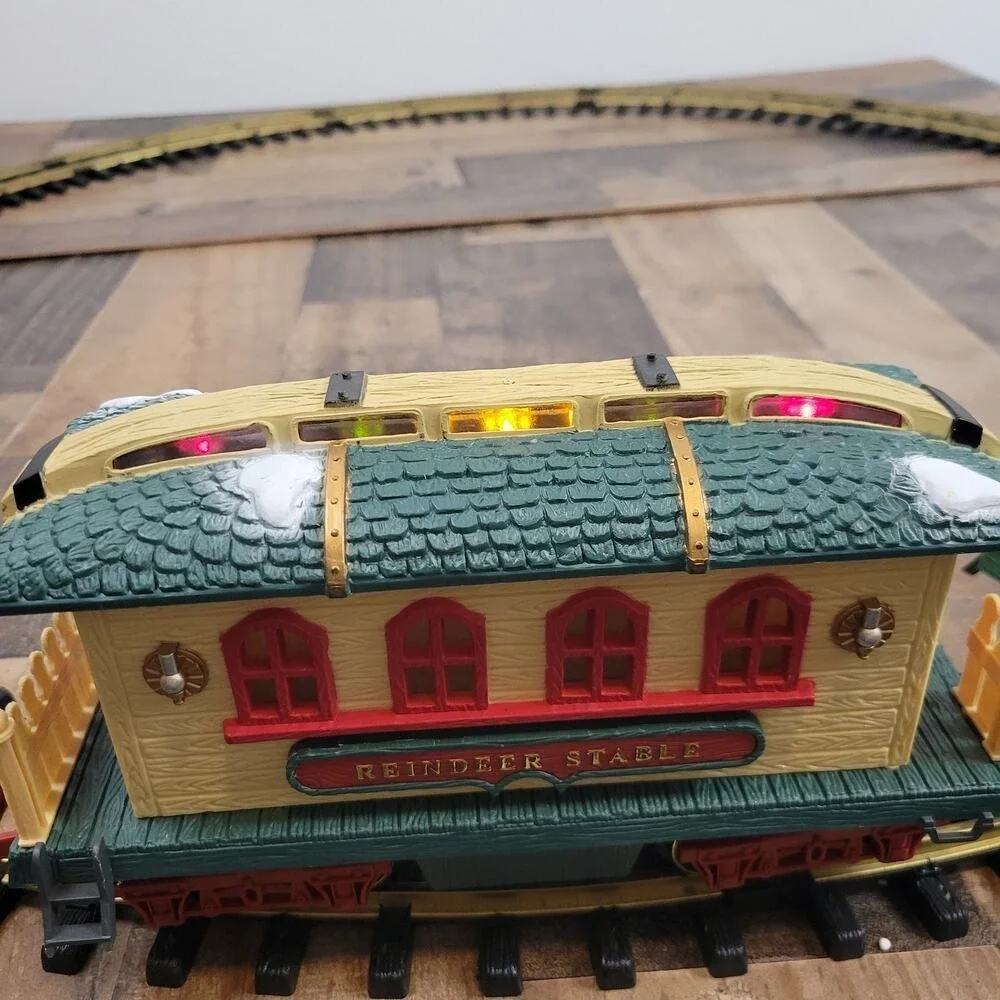 Dillard New Bright Holiday Express Reindeer Stable Christmas Train Rare Red Sign